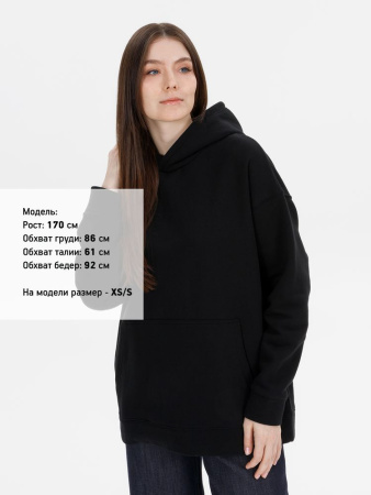 Худи оверсайз унисекс Snuggie, черное, размер XS/S