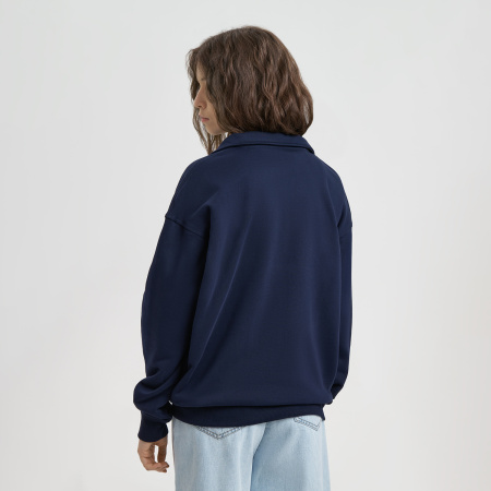 Толстовка на молнии унисекс Флоу (Flow), темно-синяя, размер 3XL/4XL