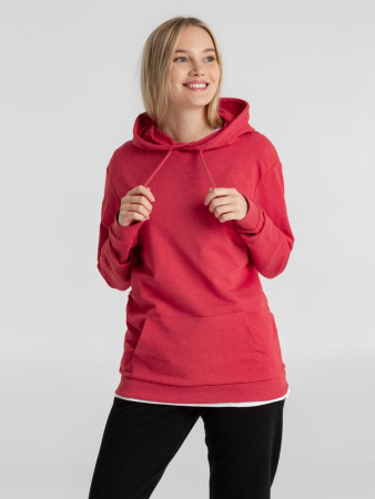 Толстовка с капюшоном унисекс Hoodie, красный меланж, размер XXL