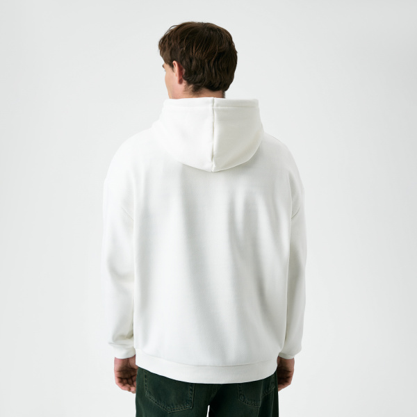 Худи релакс унисекс Баланс (Balance), с начесом, белый, размер 3XL/4XL