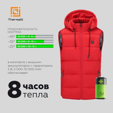 Куртка с подогревом Thermalli Meribell черная, размер XXL