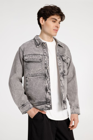 Куртка джинсовая O2, серая, размер 3XL/4XL