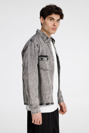 Куртка джинсовая O3, серая, размер 3XL/4XL