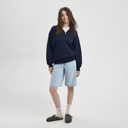 Толстовка на молнии унисекс Флоу (Flow), темно-синяя, размер 5XL/6XL