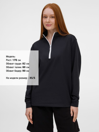 Свитшот на молнии из бифлекса Morfiss, черный, размер XL/XXL