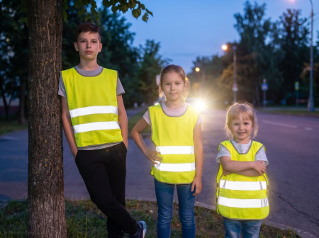 Жилет детский со светоотражающими элементами CO-1д, желтый неон, 3-6 лет