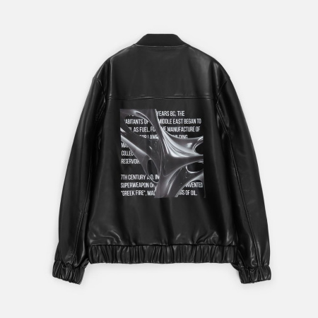 Бомбер из искусственной кожи Univer, черный, размер XL/XXL