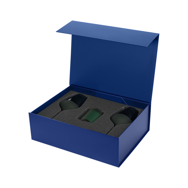 Подарочный набор свеча Энигма (Enigma) + 2 бокала для вина Эмеральд (Emerald) в синей коробке