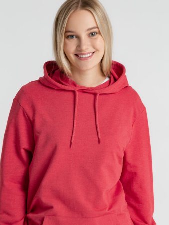 Толстовка с капюшоном унисекс Hoodie, красный меланж, размер XL