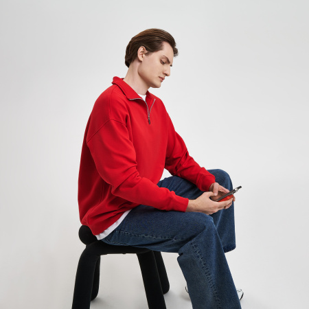 Толстовка на молнии унисекс Флоу (Flow), красная, размер 3XL/4XL