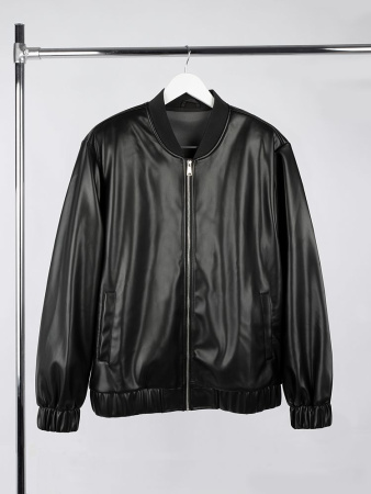 Бомбер из искусственной кожи Univer, черный, размер XL/XXL