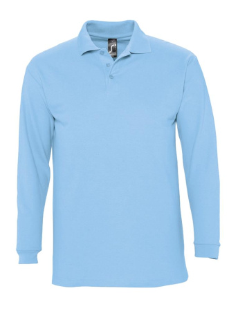 Рубашка поло мужская с длинным рукавом Winter II 210 голубая, размер XL