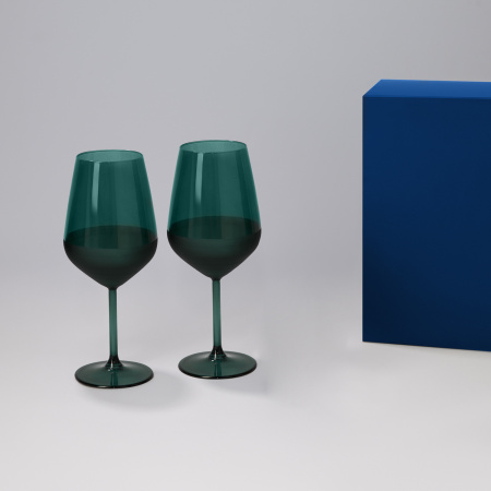 Подарочный набор 2 бокала для вина Эмеральд (Emerald) в синей коробке